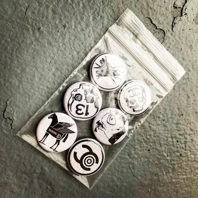 DE assorted 1” pins dime bag